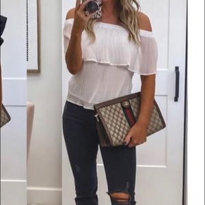 Textured Off The Shoulder White Top XS